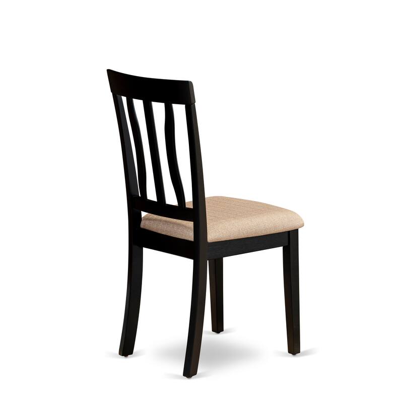 East West Furniture 3 Piece Kitchen Table Set- A Round Dining Room Table and 2 kitchen Chairs, Black & Cherry (Seat Options)