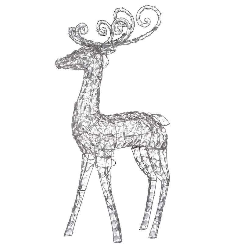 National Tree Company 4 ft. Crystal Bead Deer with LED Lights - White