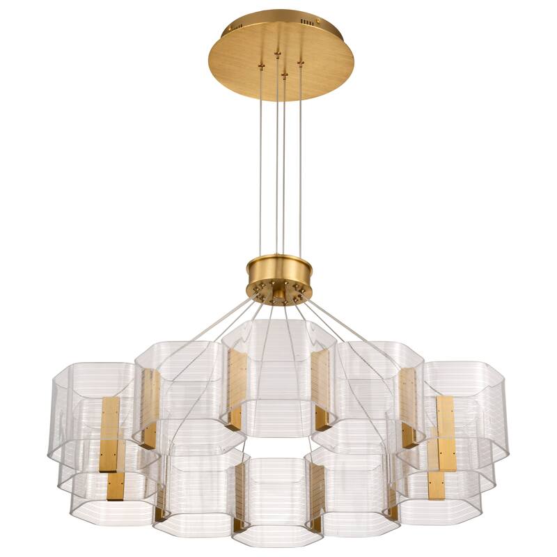 Kenzo LED 12 Light Chandelier Polished Anodized Bronze Finish Light Guide Panel - Polished Anodized Bronze