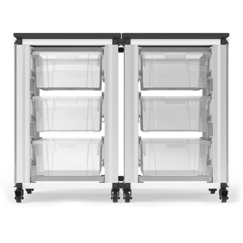 Modular Classroom Storage Cabinet - 2 side-by-side modules with 6 large bins