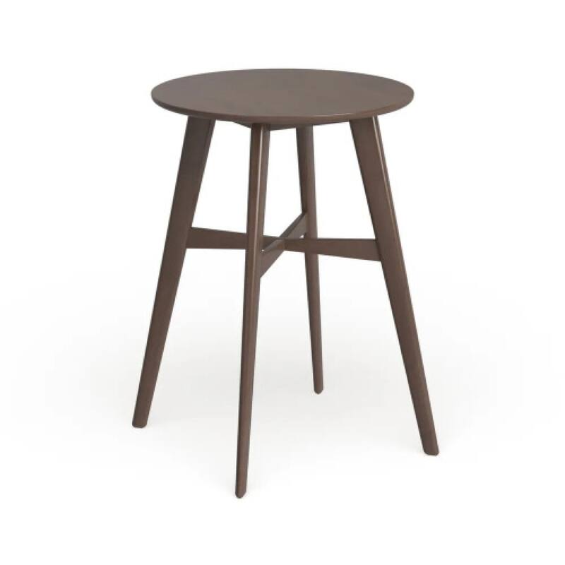 Roomfitters Mid-Century Modern Round Bar Table with Tapered Legs, 42 Inch High, Natural - Natural Walnut