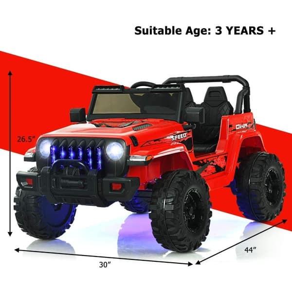 dimension image slide 1 of 4, 12V Kids Ride-on Jeep Car with 2.4 G Remote Control - 44"x30"x 26.5"(L x W x H)