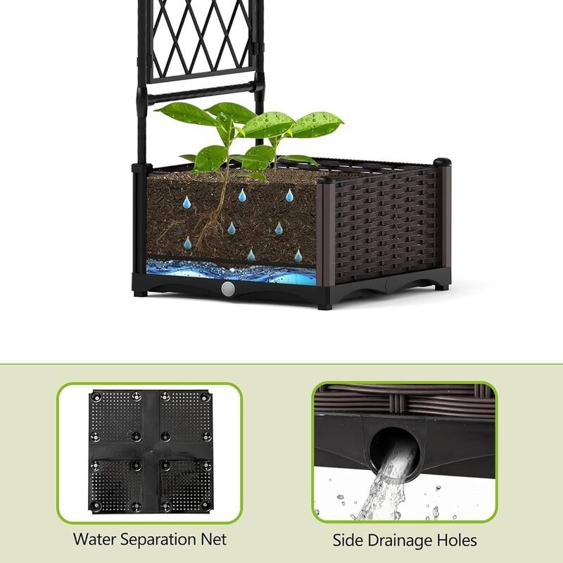 78.7" Weatherproof Garden Arbor with Dual Planter Boxes for Climbing Plants, Backyard, Patio