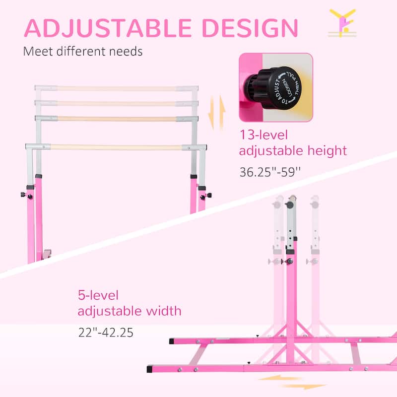 Qaba Double Horizontal Bars, Junior Gymnastic Training Parallel Bars with Double-locking System