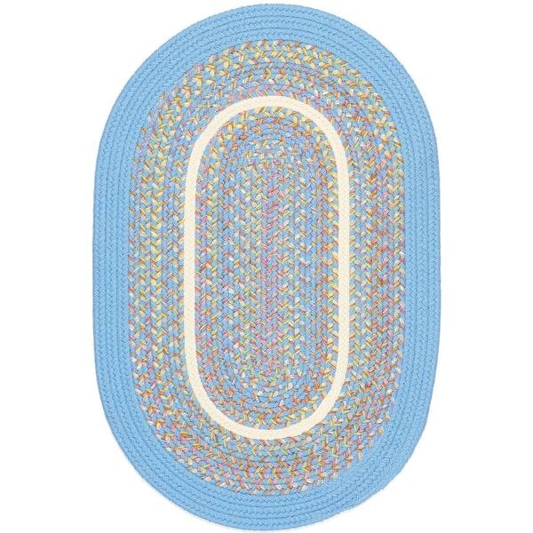 slide 2 of 7, Rhody Rug Kid's Place Indoor/Outdoor Braided Area Rug Aqua Blue - 10' x 13' Oval