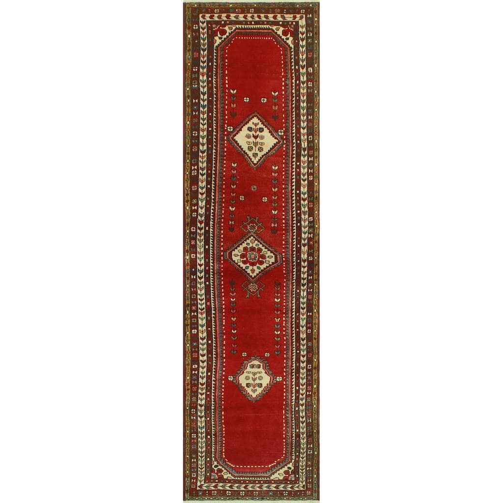 Fine Vintage Distressed Akeem Red/Ivory Runner - 2'10" x 9'10"