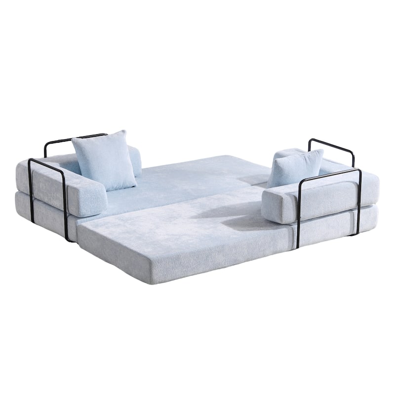 Floor Couch,Compression Sofa,Convertible Floor Sofa Bed-with Pillow Back Support Armrest,Comfy Futon Couch Lounge Sleeper Bed