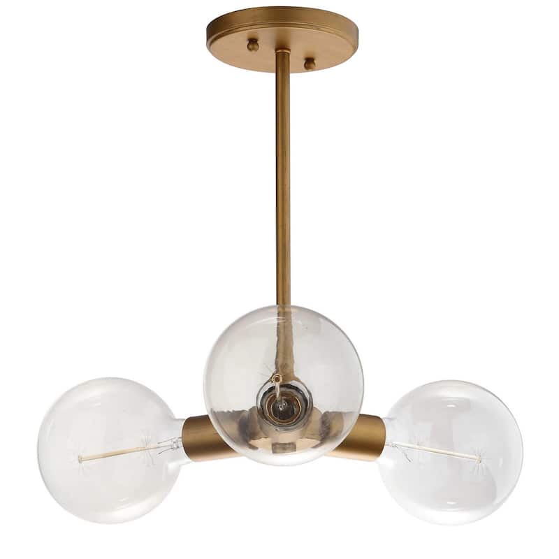SAFAVIEH Lighting Cyprienne Adjustable 3-Light Edison Bulb Gold Pendant - 18" W x 18" D x 12-42" H - 18Wx18Dx42H