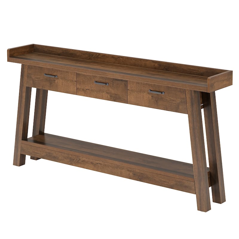 70.9'' Long Console Table with 3-Drawer, 2-Tier SofaTable for Entryway