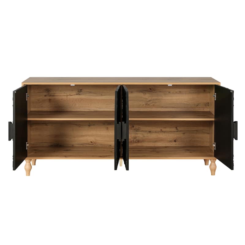 Carved Symmetrical Design Door Frame for TV Stand Table