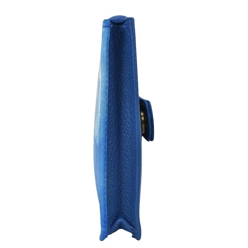 Handpainted Leather Ladies Organizer Wristlet - Tie Dye Ocean