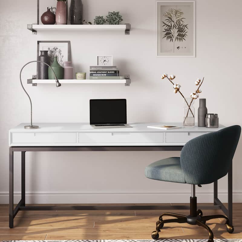 WYNDENHALL Devlin SOLID WOOD Industrial 72 inch Wide Wide Desk