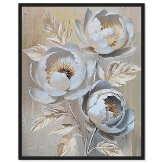 White Flowers Gold Floral Art Framed Canvas Print by Art Remedy - Bed ...
