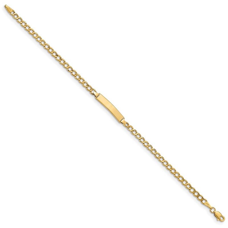 Curata 14k Yellow Gold 4.5mm Semi Solid Miami Curb ID Bracelet Options: 7" 8"