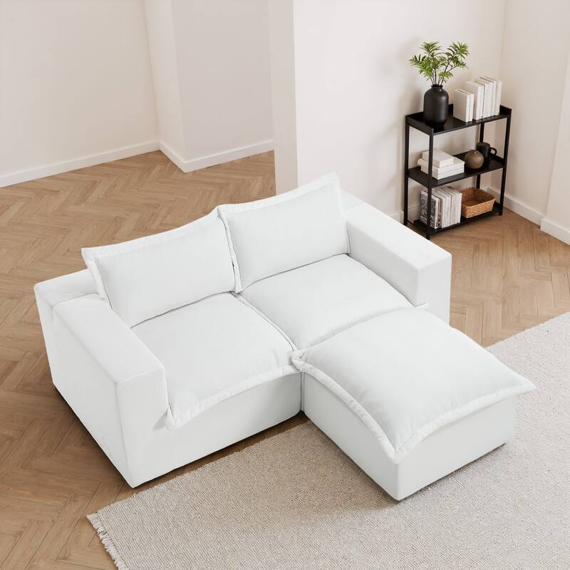 Chenille L-Shaped Modular Sectional Sofa Comfy Cloud Couch For Living Room
