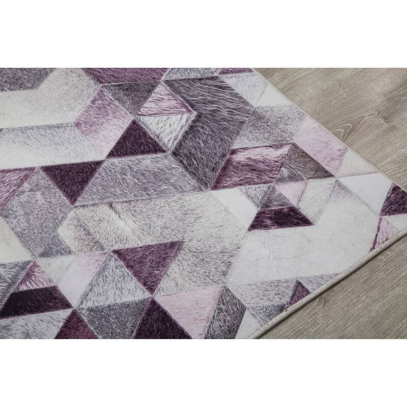 Capri Collection Patterned Faux Cowhide Printed Rug