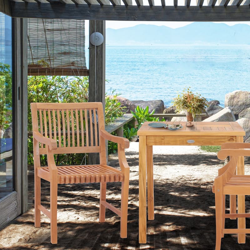 Chic Teak Castle Teak Wood Indoor/ Outdoor Dining Arm Chair