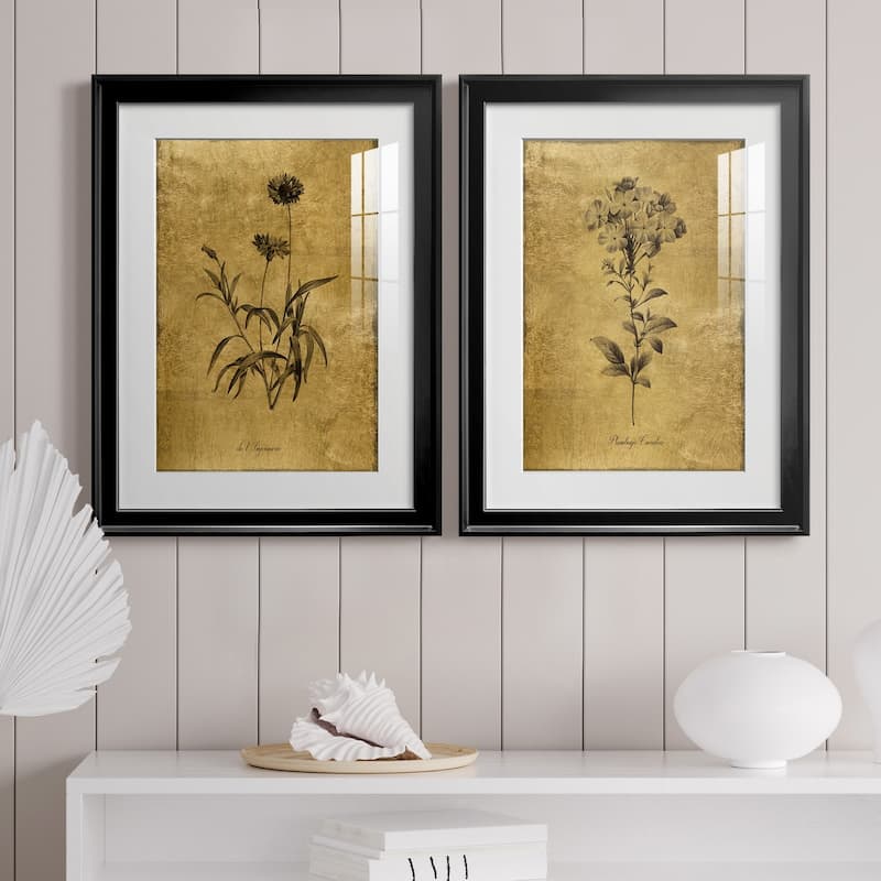 Gold Sketch Botanical I Premium Framed Print - Ready to Hang