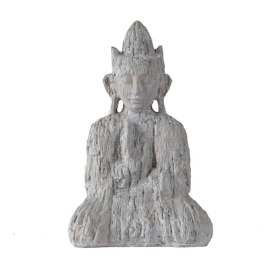 A&B Home 9-inch Gray Meditating Sitting Crowned Buddha