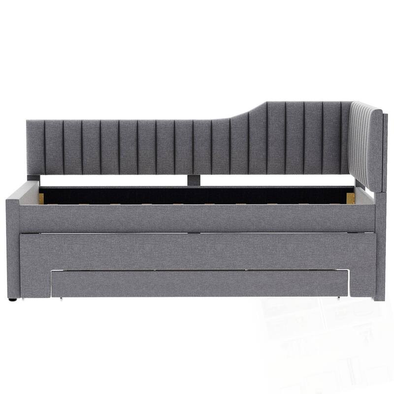 Upholstered Daybed with Trundle and Three Drawers