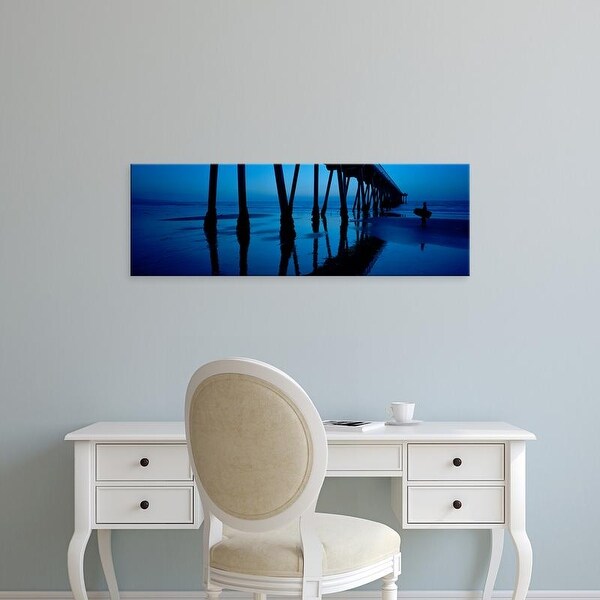 Easy Art Prints Panoramic Image 'Silhouette of a pier, Hermosa Beach Pier, Hermosa Beach, California, USA' Canvas Art