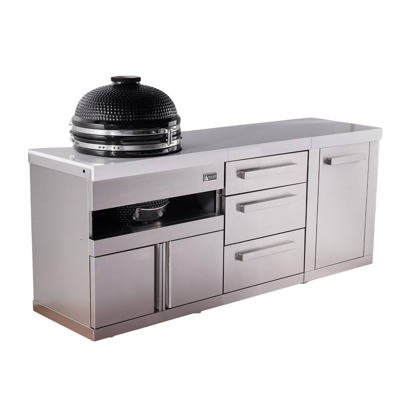 Mont Alpi Premium 83" Heavy Duty Kamado Charcoal Smoker BBQ Grill Module for 18-inch Big Green Egg Outdoor Kitchen Island Cart