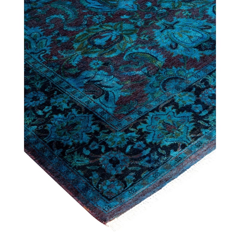 Overton Hand Knotted Wool Vintage Inspired Modern Contemporary Overdyed Black Area Rug - 3' 2" x 5' 2"