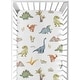 preview thumbnail 1 of 4, Sweet Jojo Designs Watercolor Dinosaur Dino Boy Fitted Crib Sheet Green Blue White Modern Dinosaurs Jurassic Nature Animal Steel
