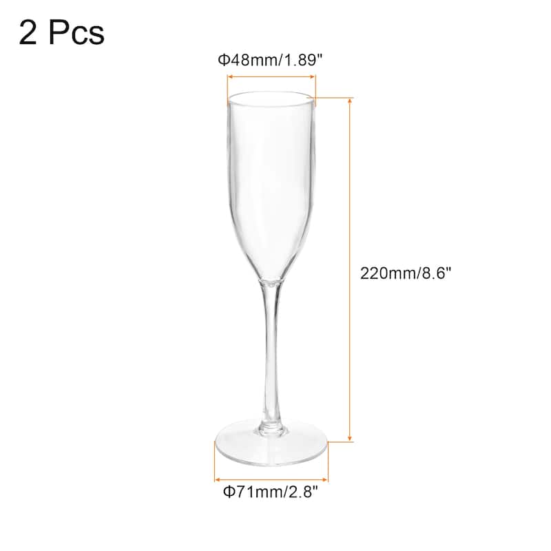 Champagne Flutes 5.07oz Transparent Champagne Glasses Elegant - 2Pcs