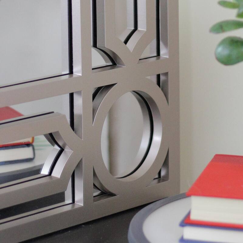 29.5" Gray Framed Geometric Design Rectangular Wall Mirror