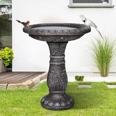 Outdoor Bird Bath for Garden Decor 24.4in H Concrete BirdBath for Patio