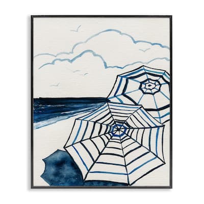 Stupell Umbrellas on Minimal Beach Framed Giclee Art Design By Carol Robinson