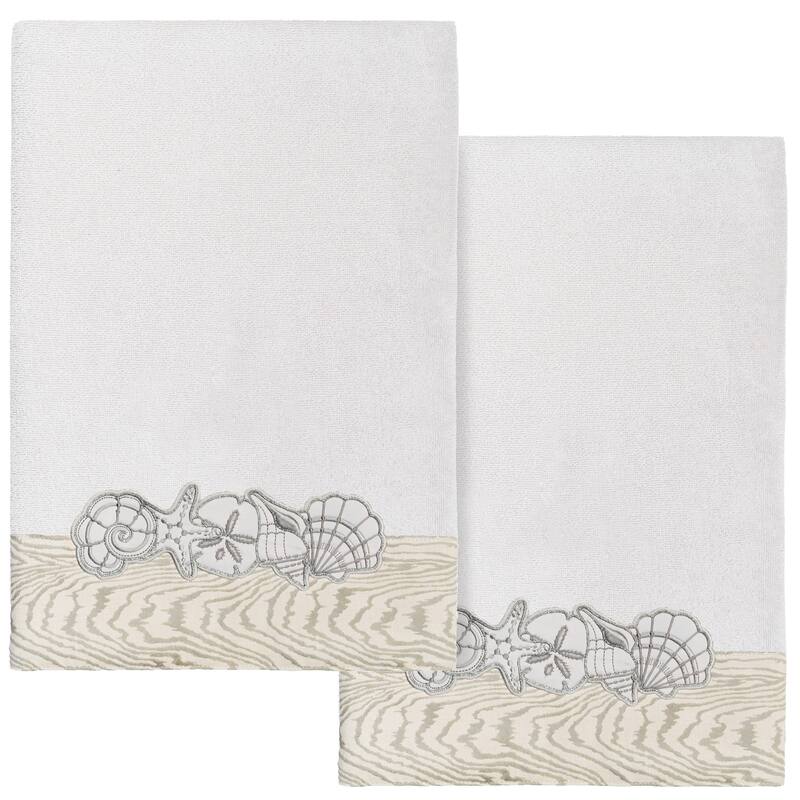 Authentic Hotel and Spa Turkish Cotton Shell Row 2PC Bath Towel Set - Silver