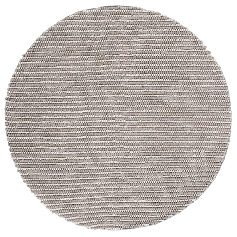 SAFAVIEH Handmade Natura Klodjana Wool Rug - 6' Round - Grey/Ivory