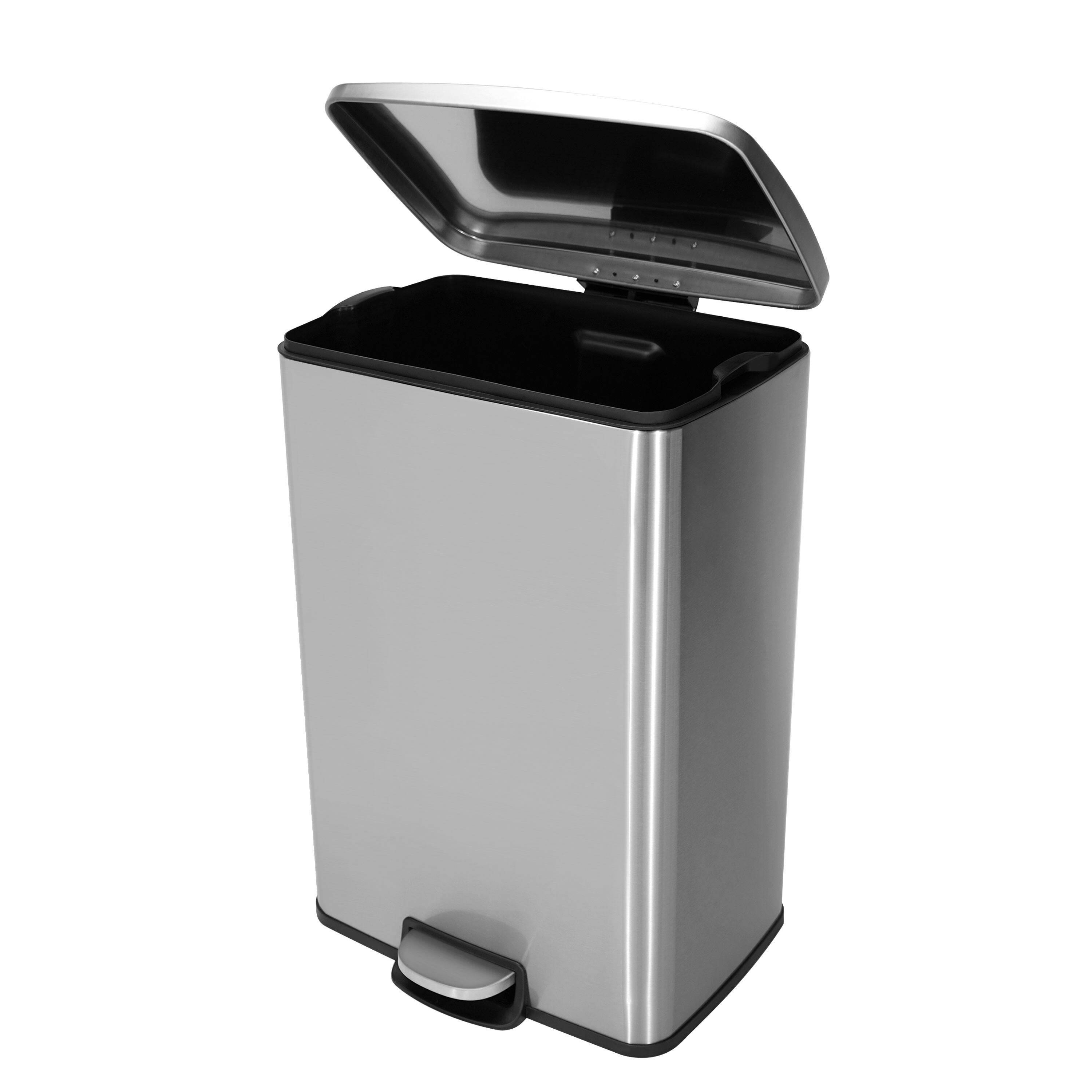 Innovaze 13 Gal./50 Liter Rectangular Stainless Steel Stepon Trash Can