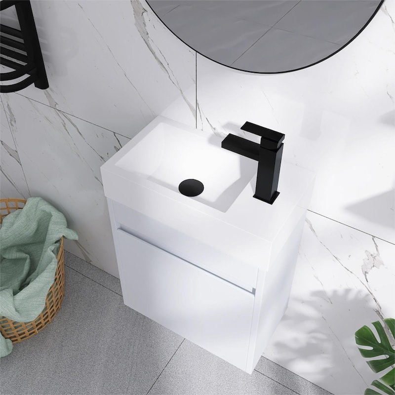 Bathroom Vanity With Sink In 16/18/23 Inch, Floating/Freestanding Bathroom Vanity With Soft Close Door