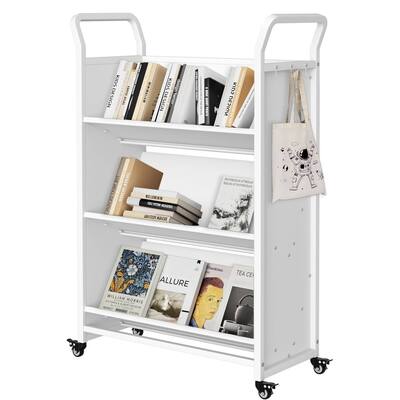 3 Tier Rolling Book Cart with Wheels for Home, Office - N/A