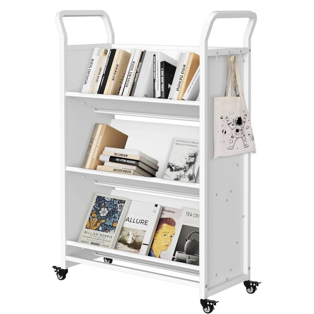 3 Tier Rolling Book Cart with Wheels for Home, Office - N/A