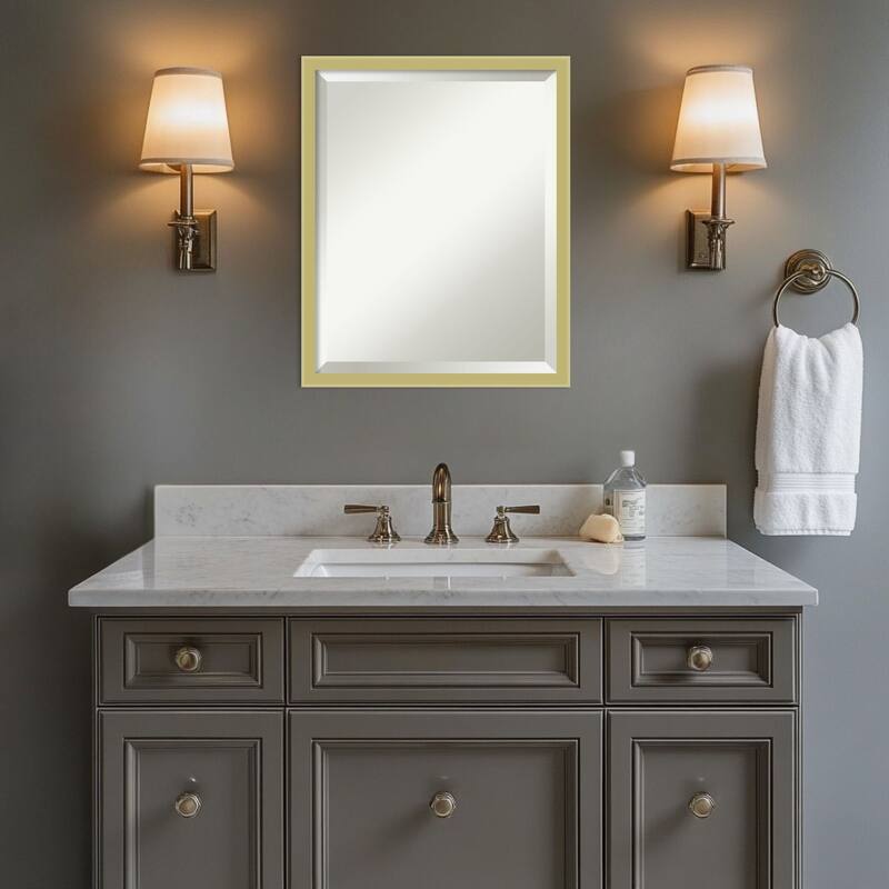 Incline Beveled Wood Framed Bathroom Vanity Wall Mirror