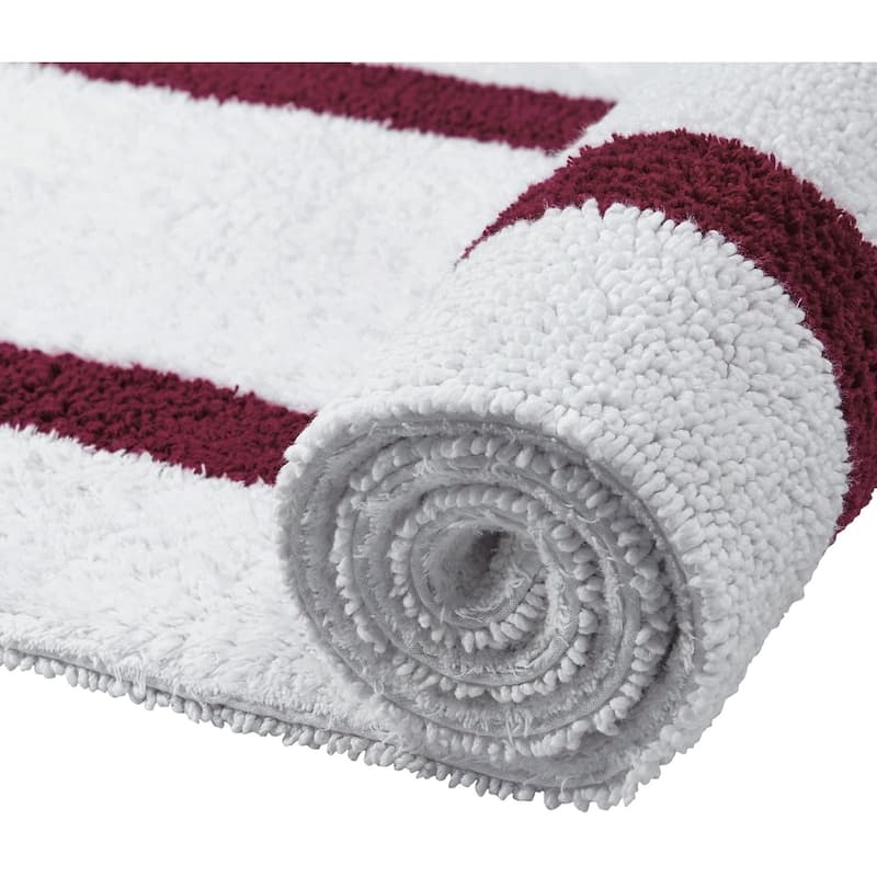 Better Trends Hotel Collection in Race Track 100% Cotton Super Absorbent Reversible Double Sided Machine Washable Bath Mat Rug