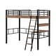 preview thumbnail 7 of 7, Twin Size Loft Kids Bed Frame with Built-in Desk, Storage Shelf and Ladder, Black