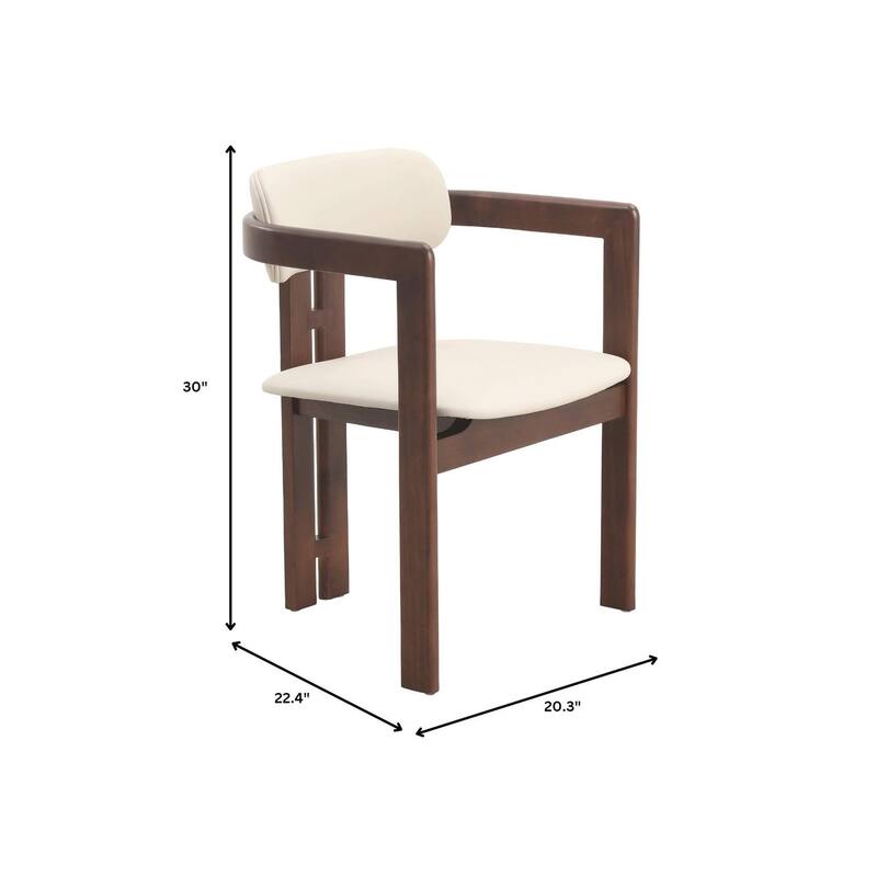 Velo Modern Leather Upholstered Solid Wood Accent Dining Chair with Open Back Side Armchair for Kitchen and Dining Spaces