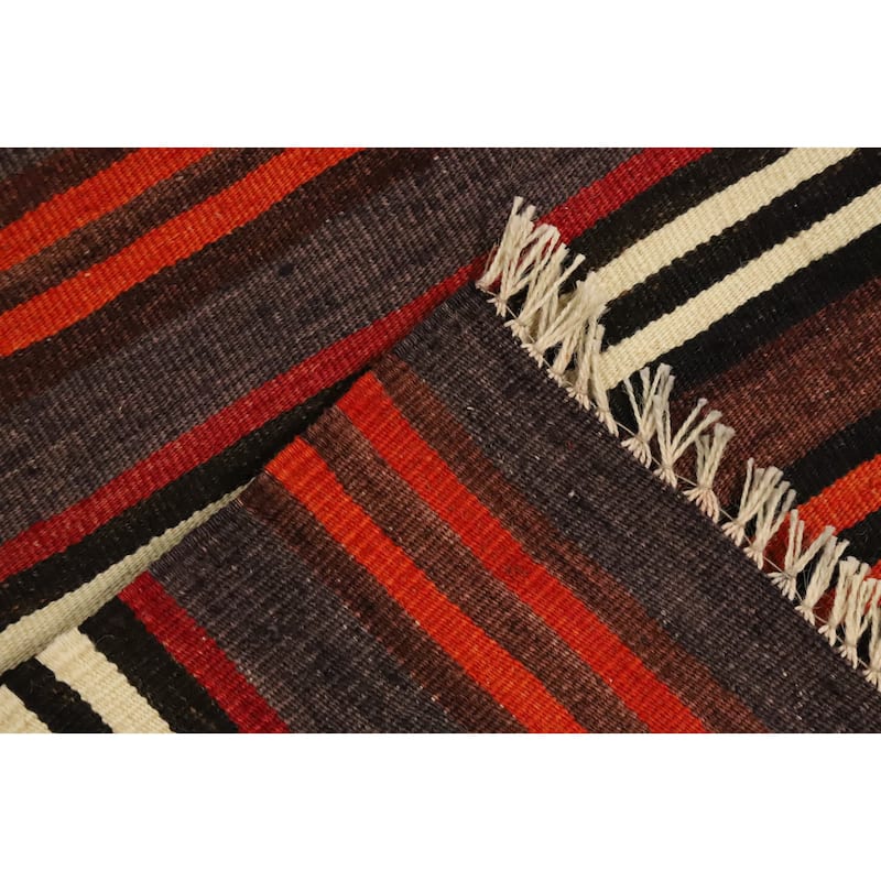 Hand Woven Oriental 100% Wool Carpet Southwestern Geometric Multi-Colored Kilim Area Rug - 11' 5'' X 4' 11''