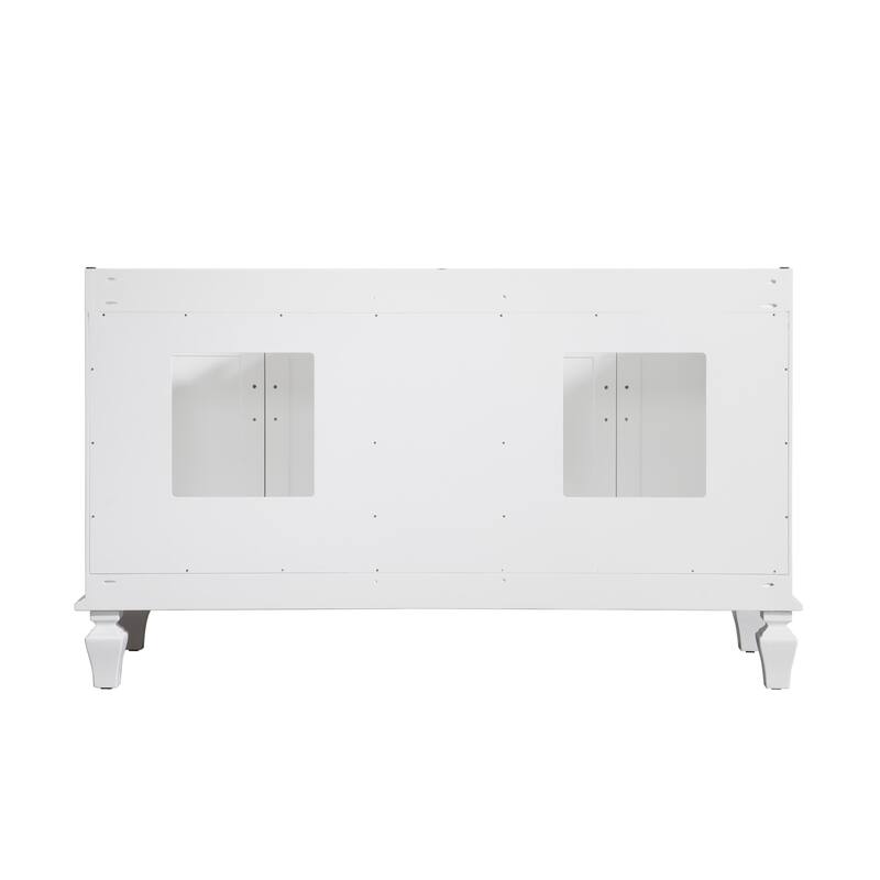 35'' H Solid Wood Bath Vanity with Stain-resistant Carrera White Quartz Top and Double Sink