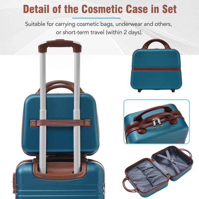 Lightweight 3-Piece Hardside Luggage Set with TSA Lock, 20" & 28" Spinner Suitcases & Cosmetic Case