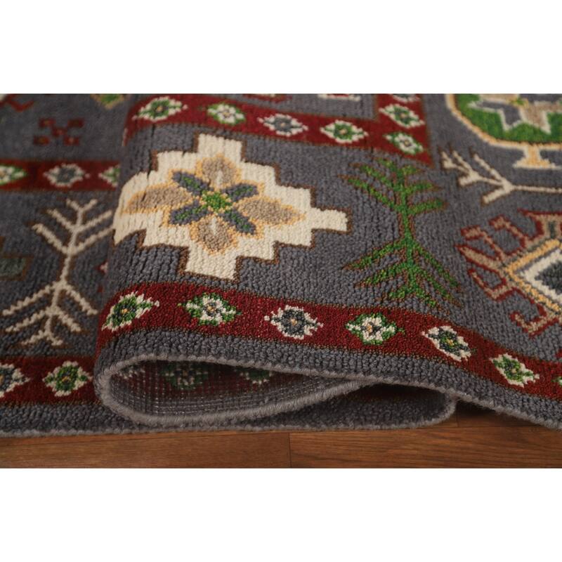 Traditional Kazak Area Rug Hand-Knotted Oriental Wool Carpet - 8'0" x 9'11"
