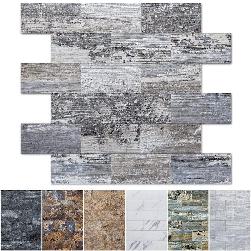 Art3d Peel and Stick Backsplash Tile for Kitchen Backplash, Bathroom Vanities, Fireplace Decor,10 Sheets - light grey