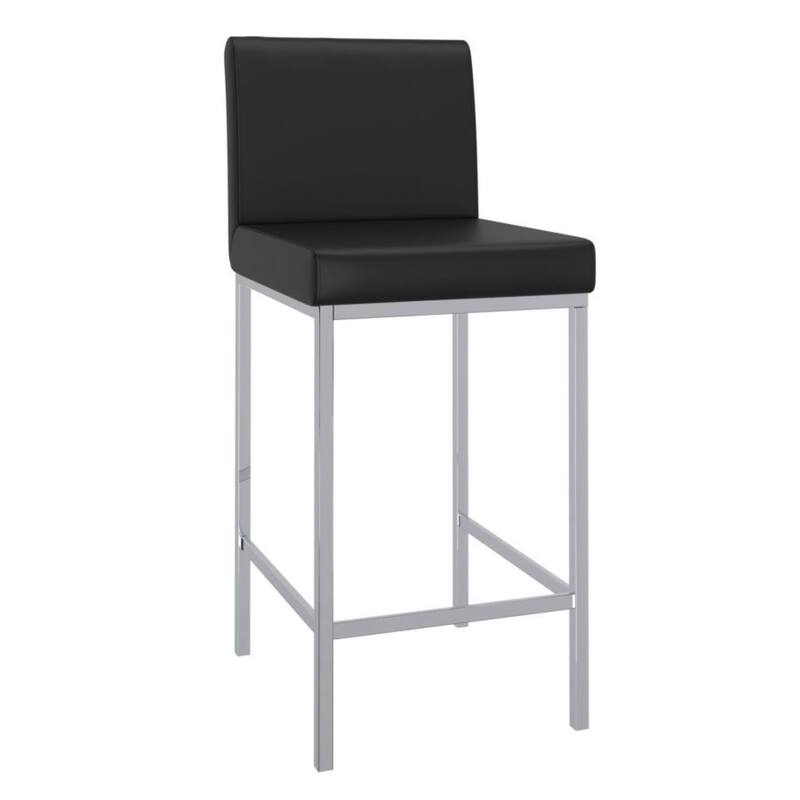 Low Back Counter Stool - 37.5" - Set of 2 - Black and Chrome