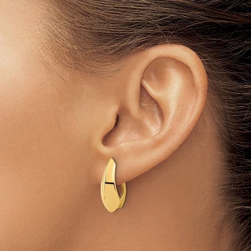 Curata 14k Yellow Gold Polished 20.53x9mm Medallion Hoop Earrings