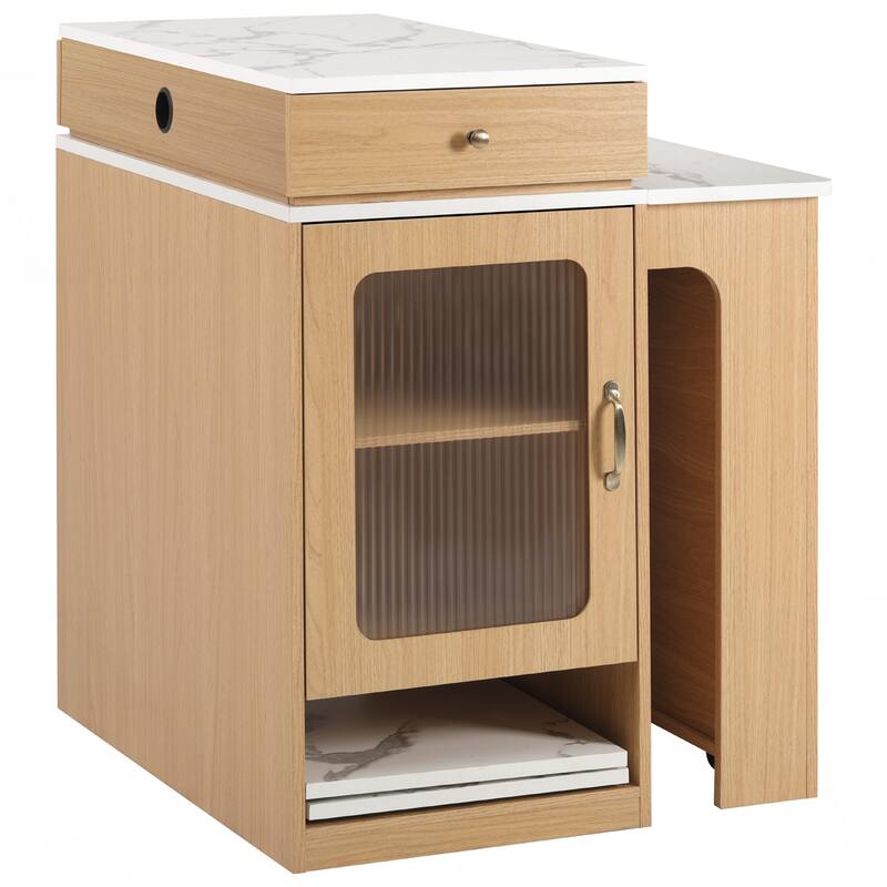 Kitchen Storage Table with Double-sided Storage, Kitchen Island with 2 Drawers